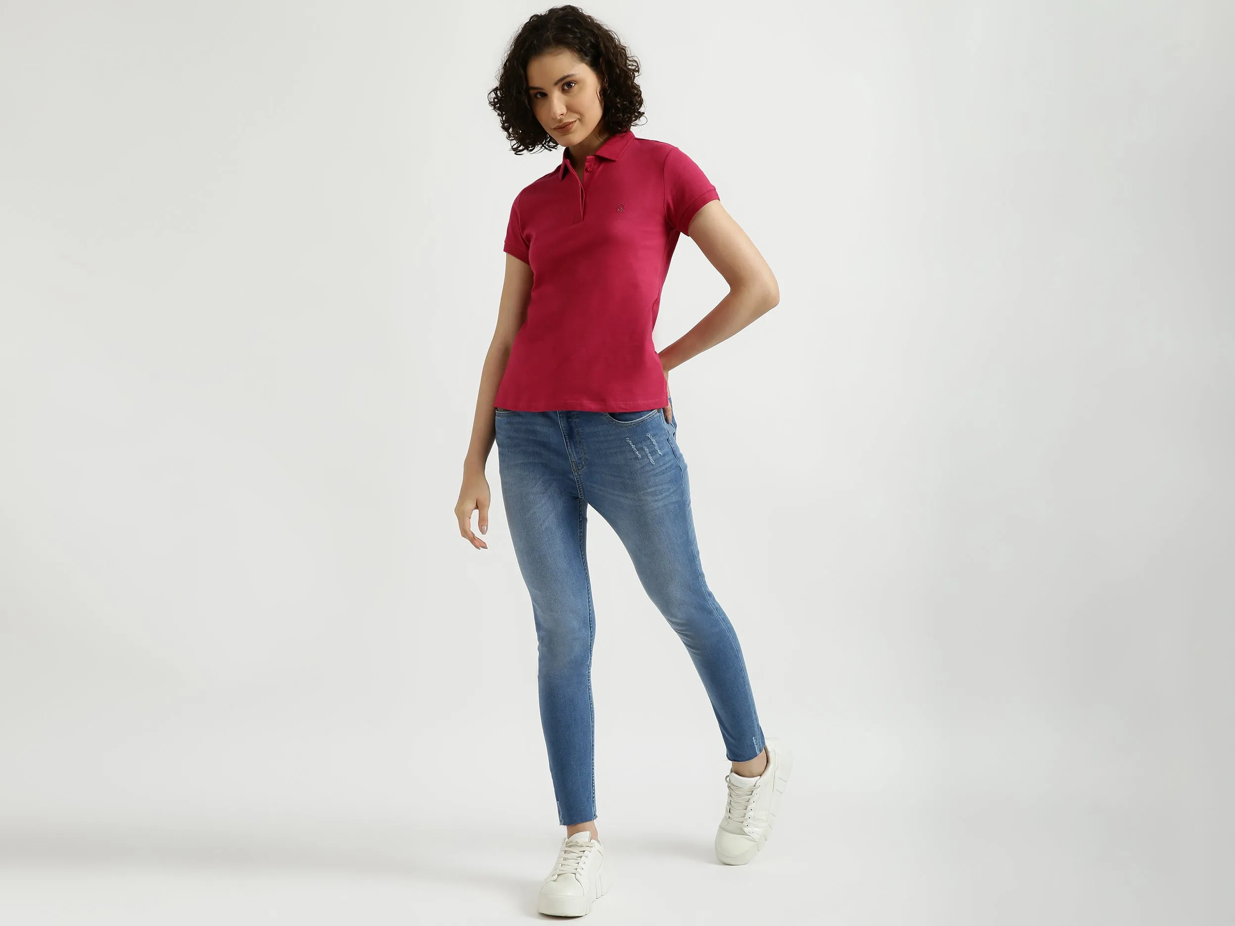 Solid Magenta Polo T-Shirt