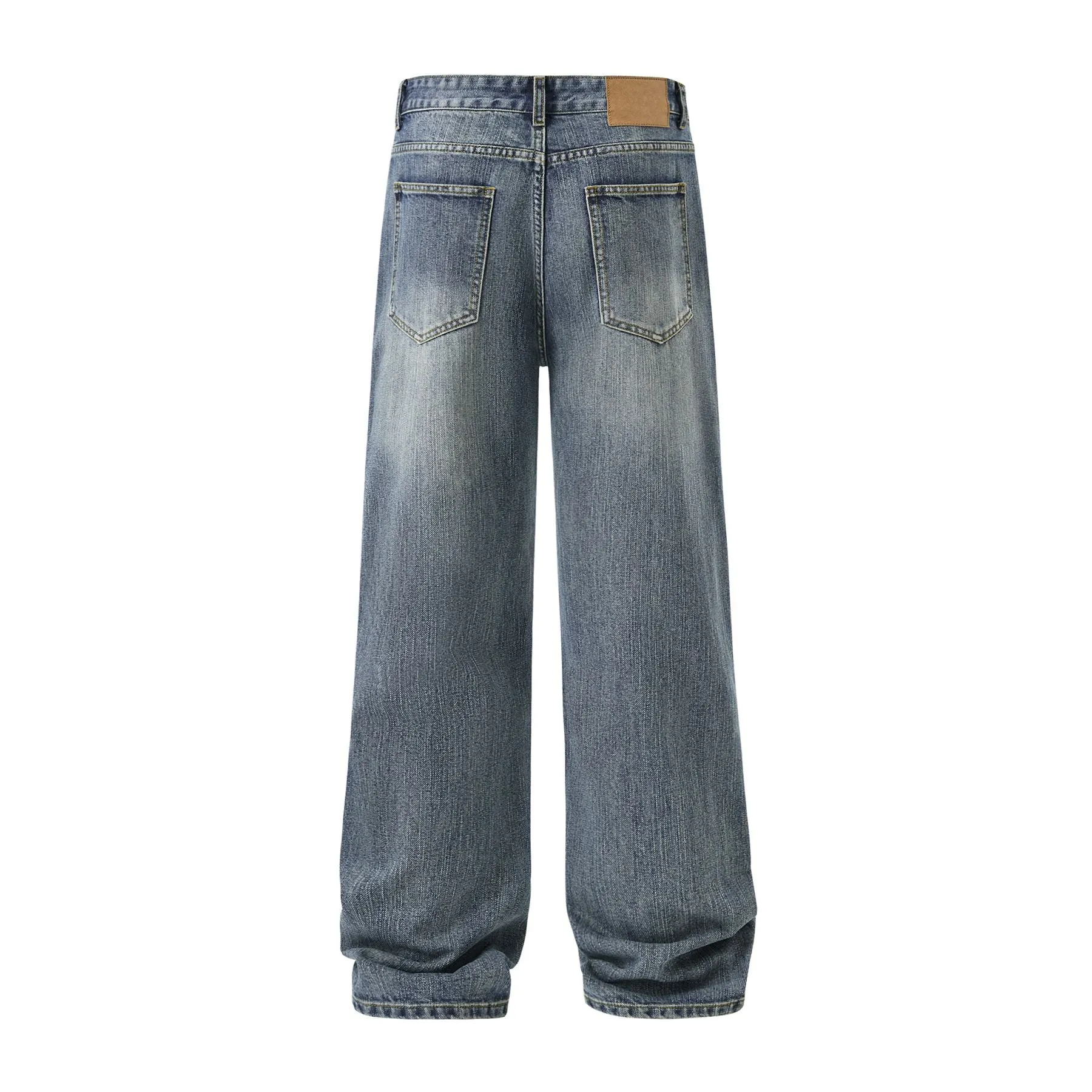 Straight Leg Faded Denim Pants