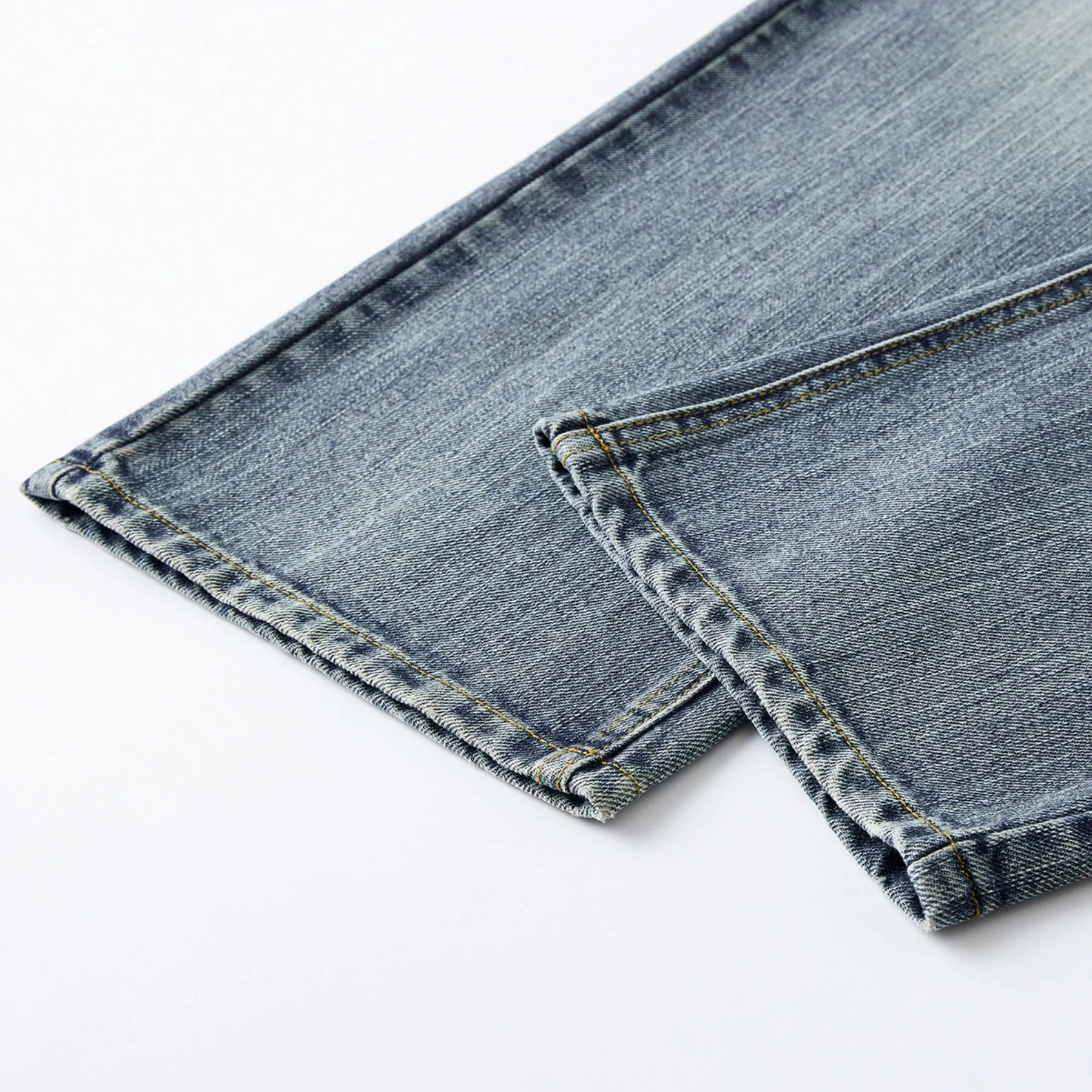 Straight Leg Faded Denim Pants
