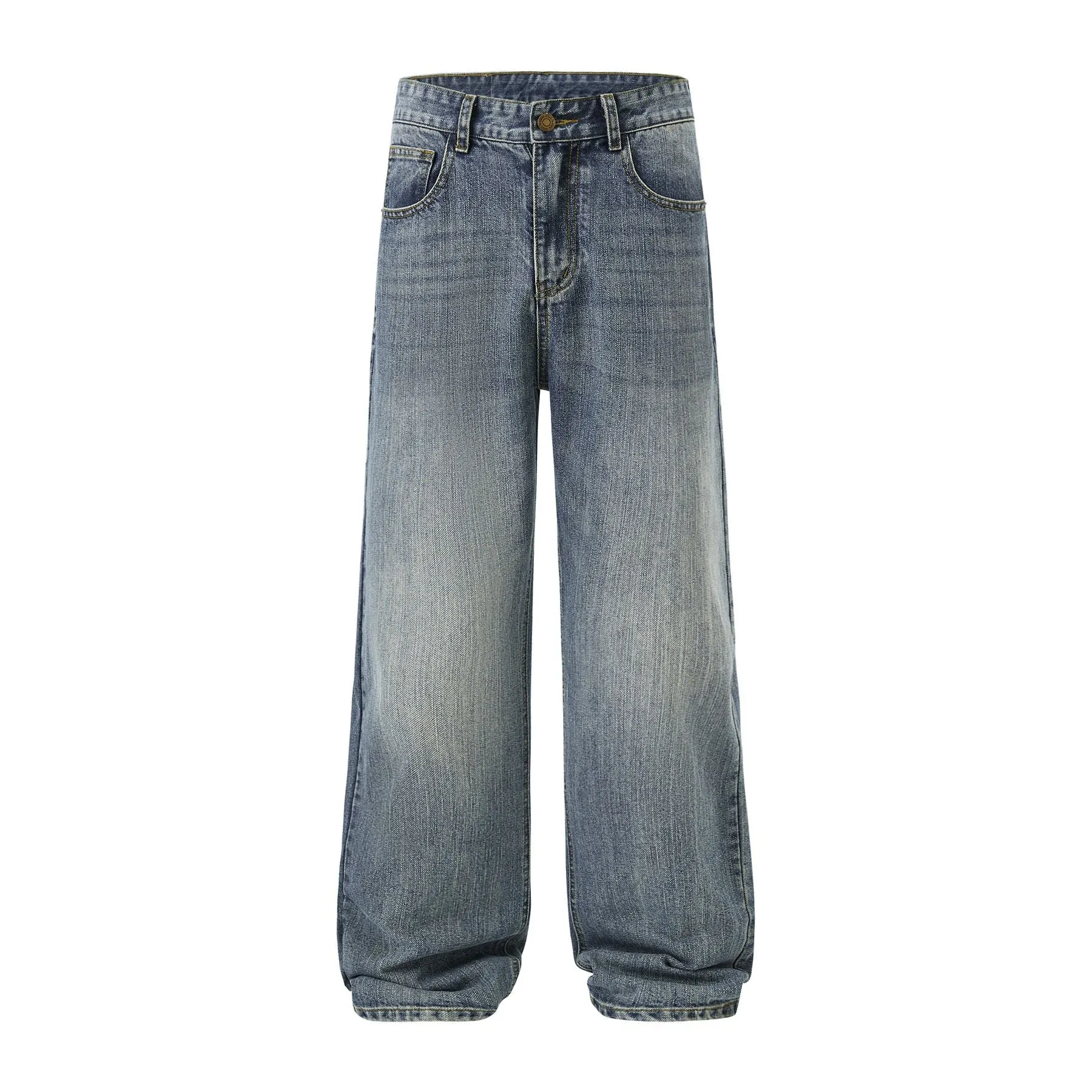 Straight Leg Faded Denim Pants