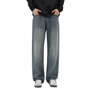 Straight Leg Faded Denim Pants