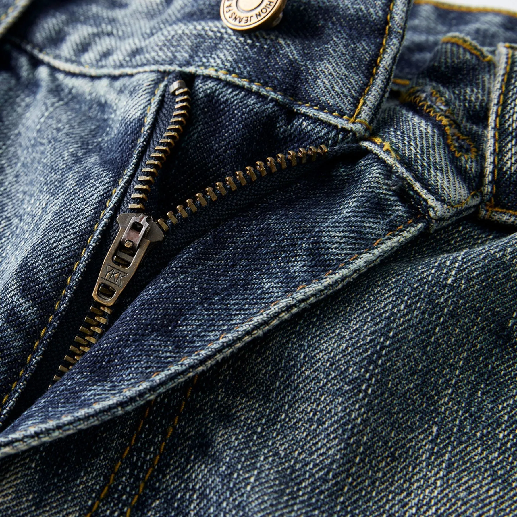 Straight Leg Faded Denim Pants