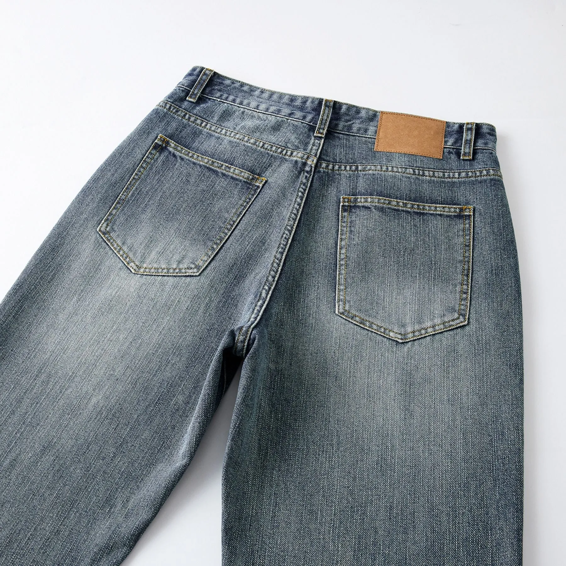 Straight Leg Faded Denim Pants