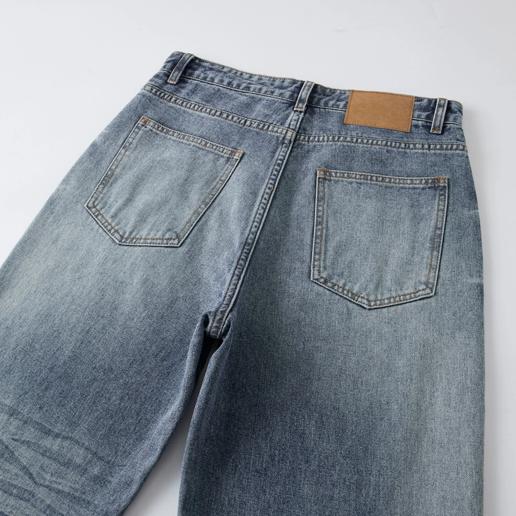 Straight Leg Whiskers Blue Jeans