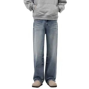 Straight Leg Whiskers Blue Jeans