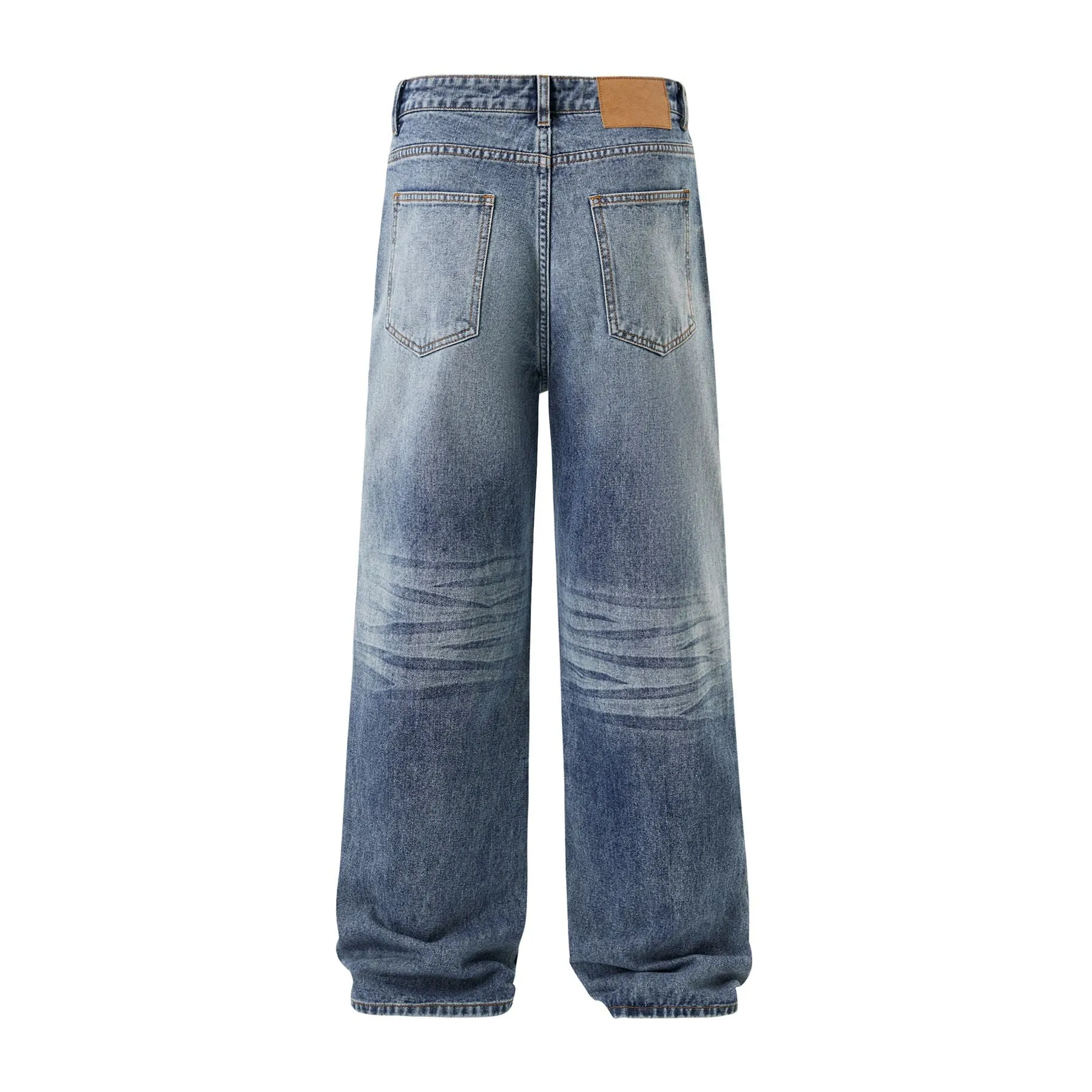 Straight Leg Whiskers Blue Jeans