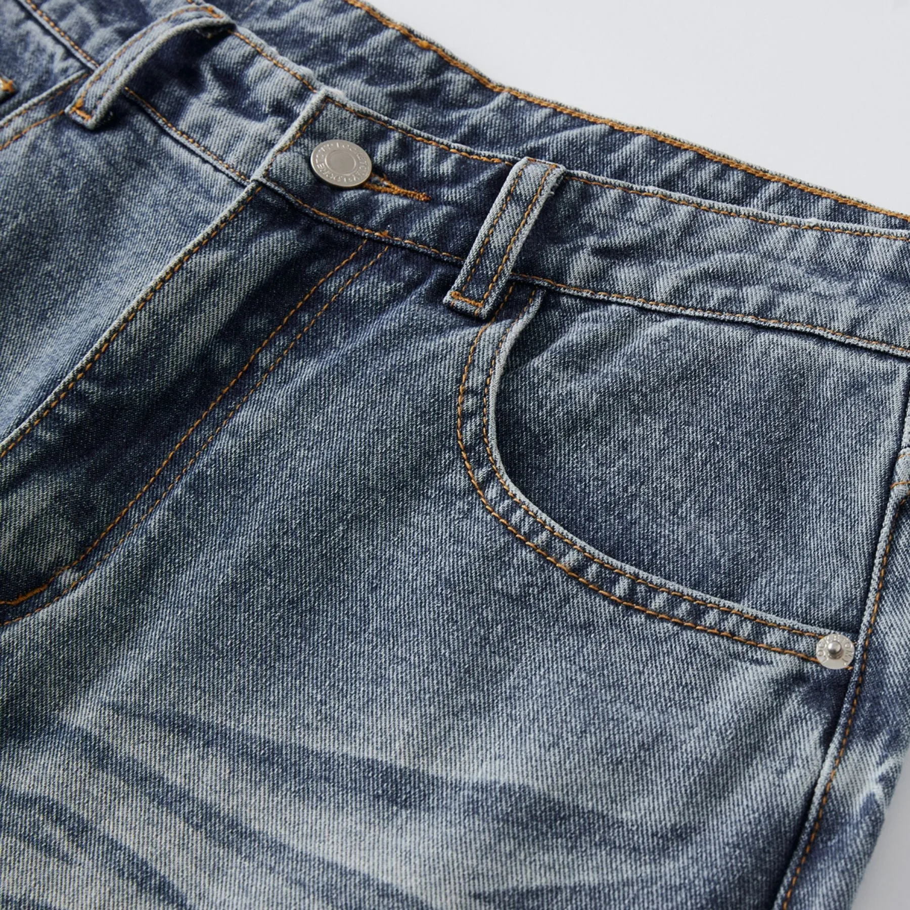 Straight Leg Whiskers Blue Jeans