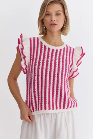 Striped Hot Pink Knit Top