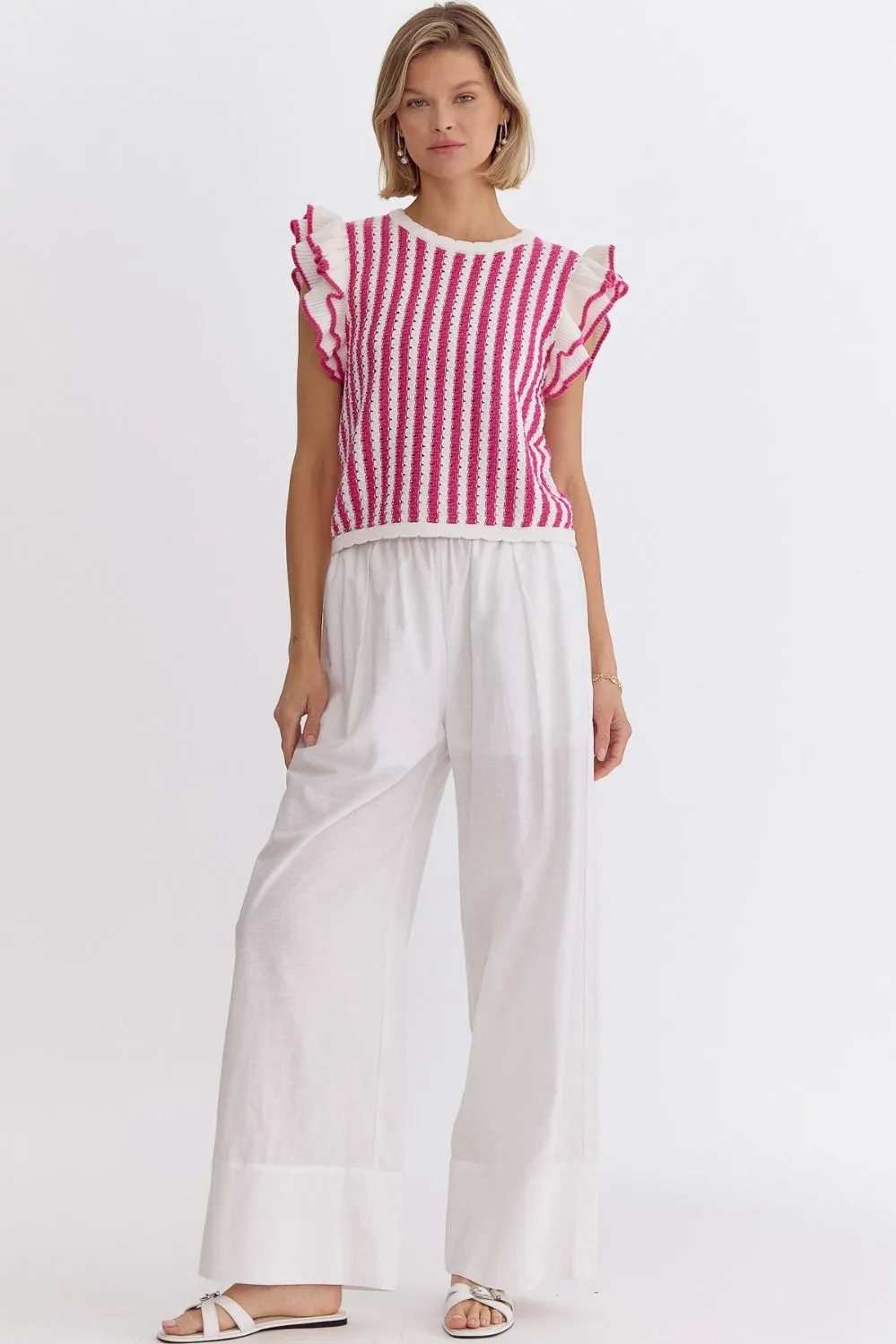 Striped Hot Pink Knit Top