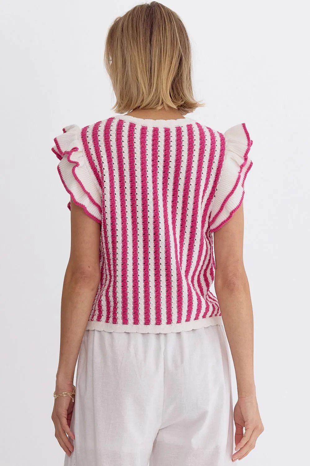 Striped Hot Pink Knit Top