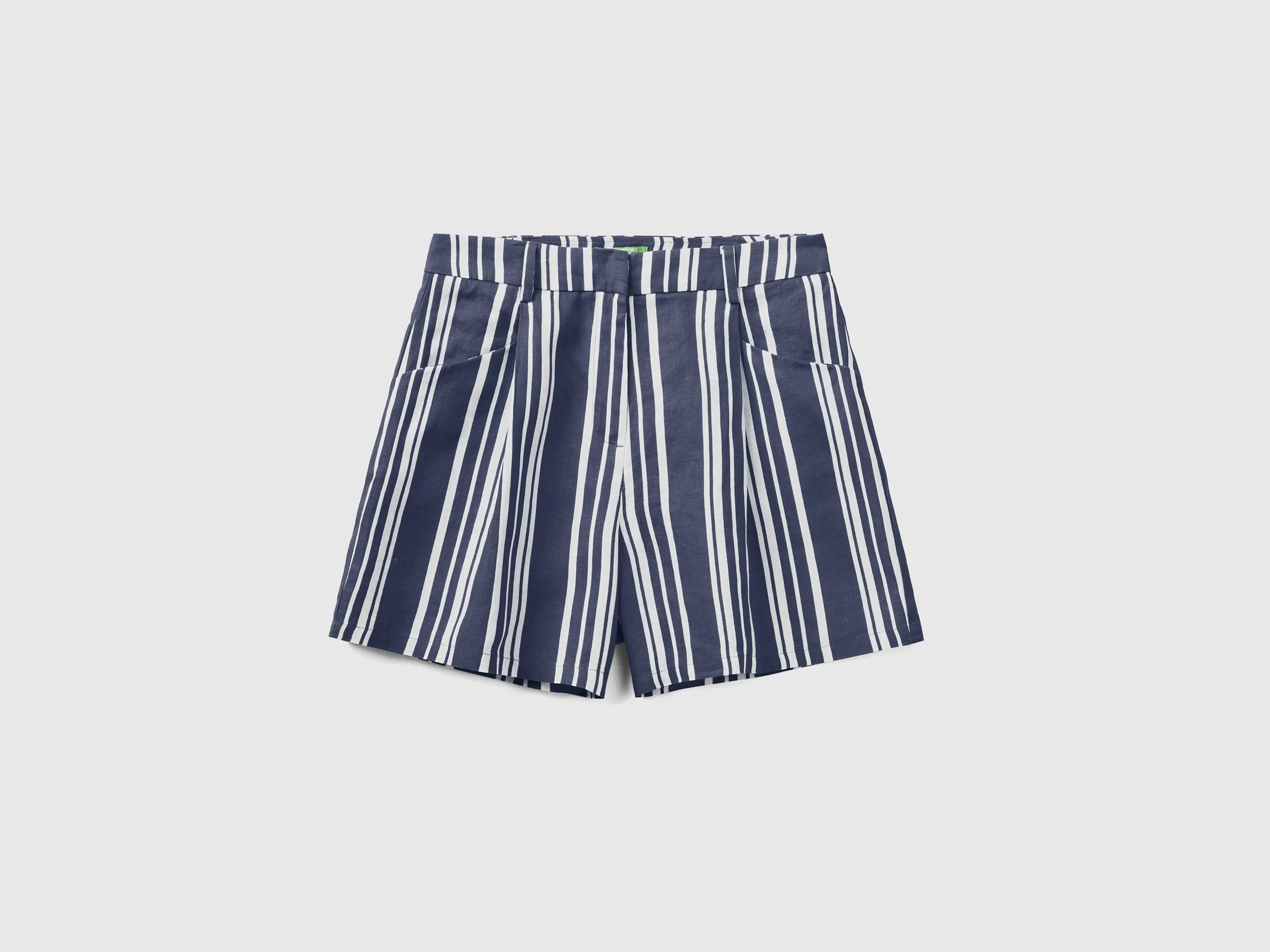 Striped Pattern Relaxed Fit Blue Shorts