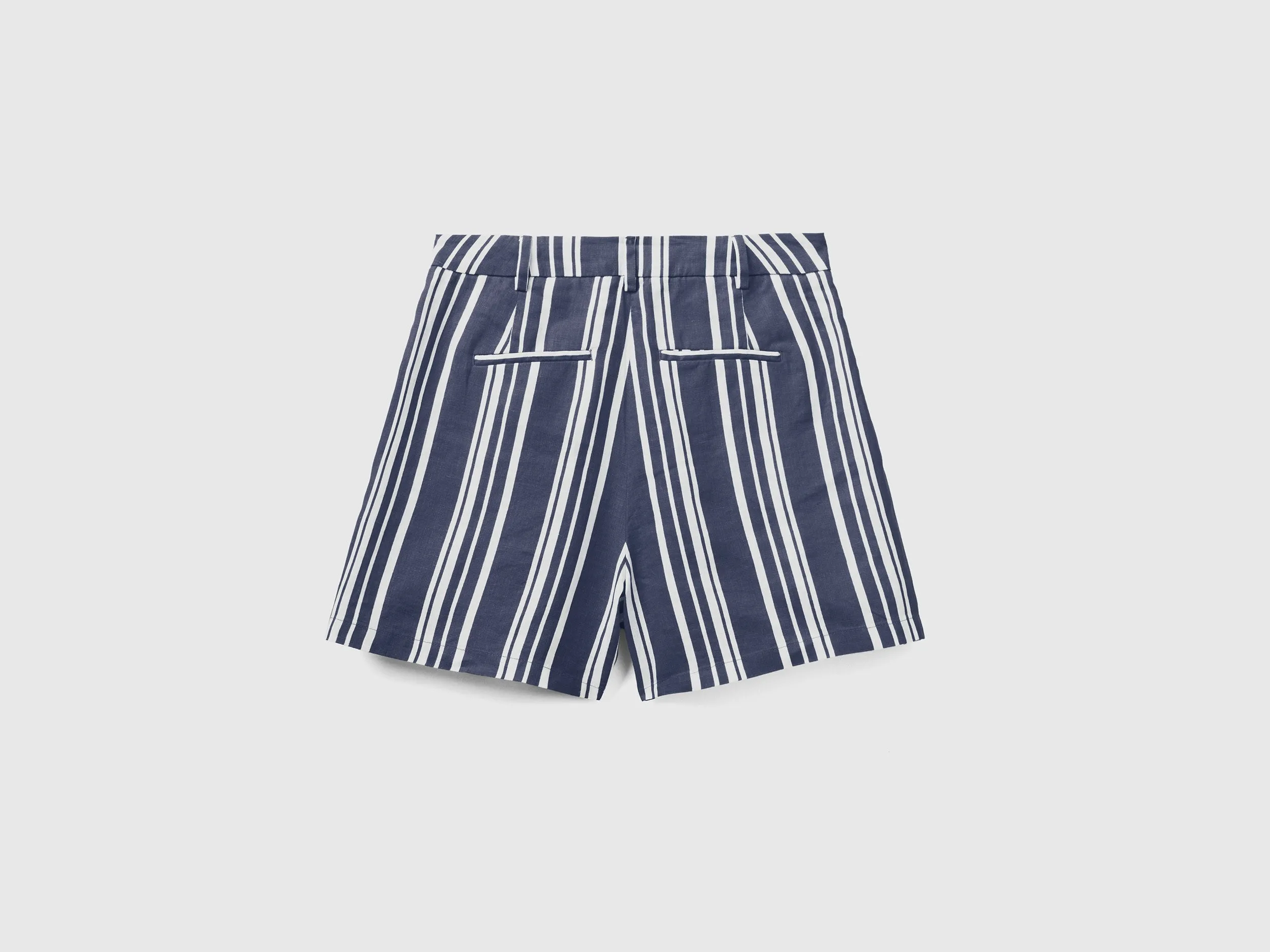 Striped Pattern Relaxed Fit Blue Shorts