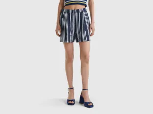 Striped Pattern Relaxed Fit Blue Shorts