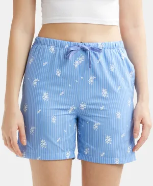 Super Combed Cotton Yarn Dyed Woven Relaxed Fit Striped Shorts with Side Pockets - Iris Blue Assorted Checks
