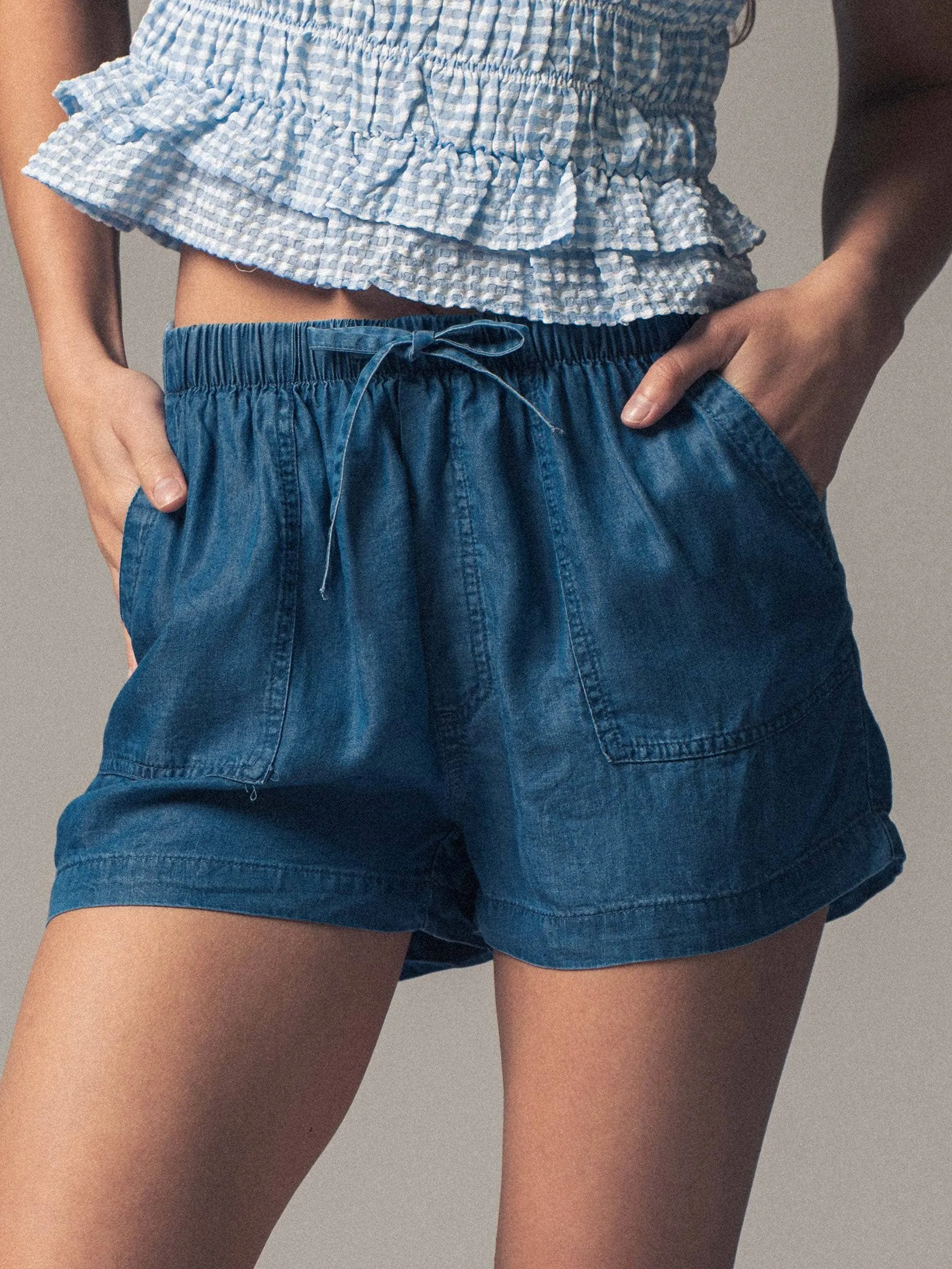 Tencel Patch Pocket Summer Shorts