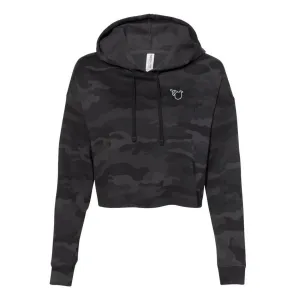 The Sarah Black Camo Lightweight Crop Hooded Sweatshirt