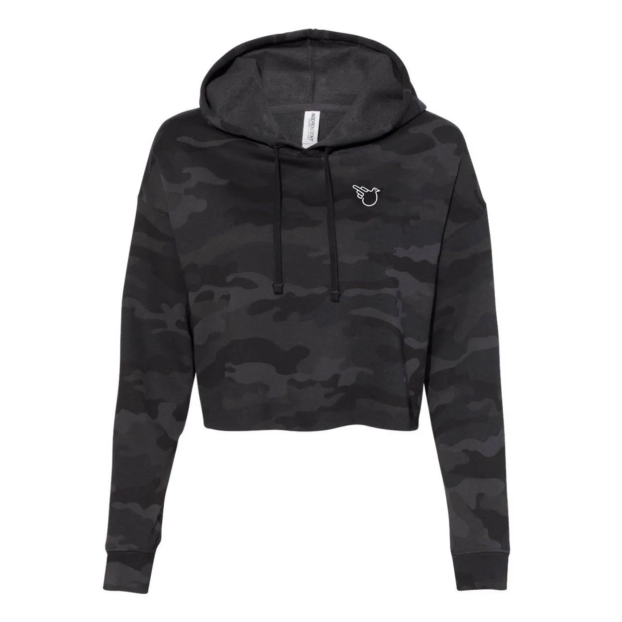 The Sarah Black Camo Lightweight Crop Hooded Sweatshirt