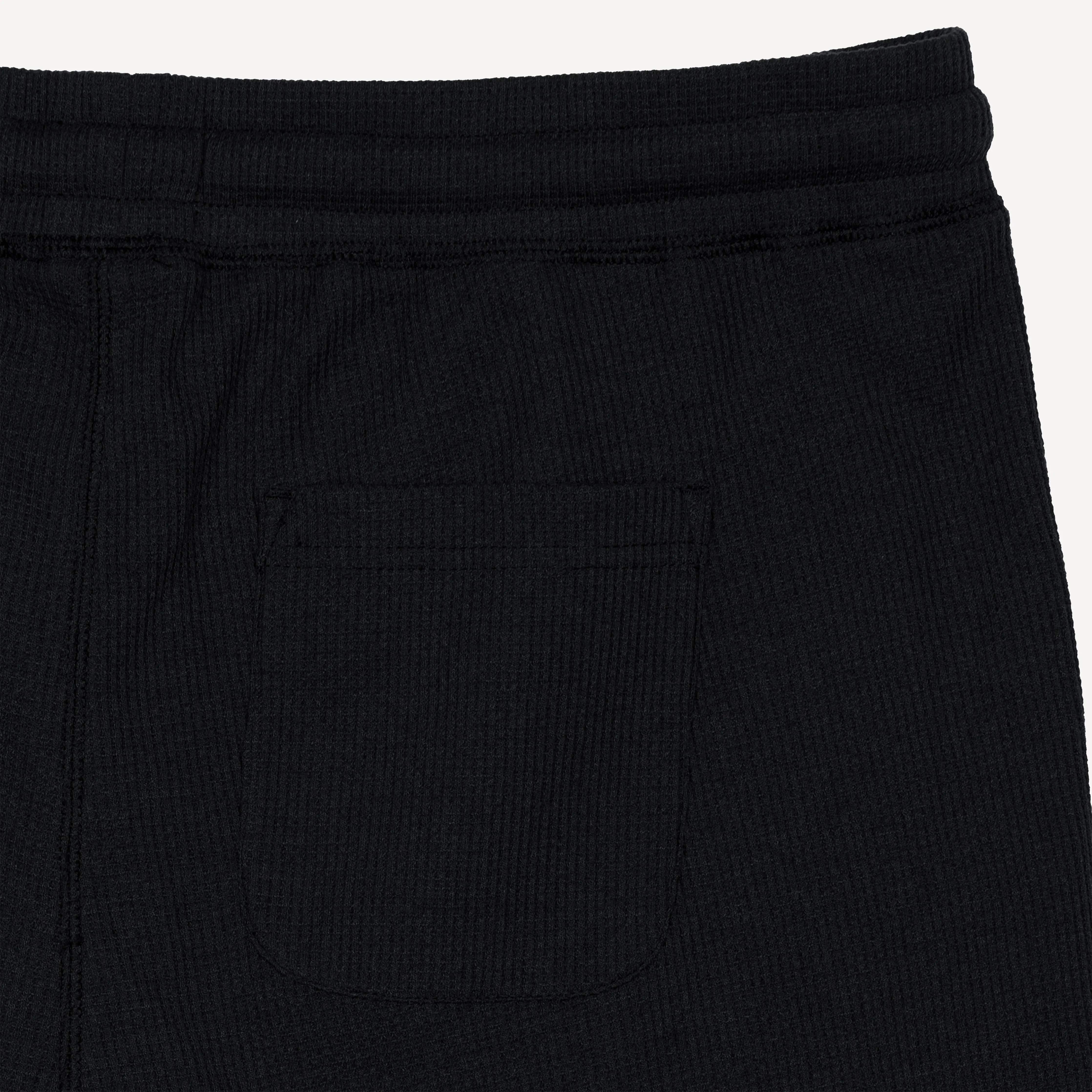 Thermal Waffle Knit Tee & Shorts Set - Black
