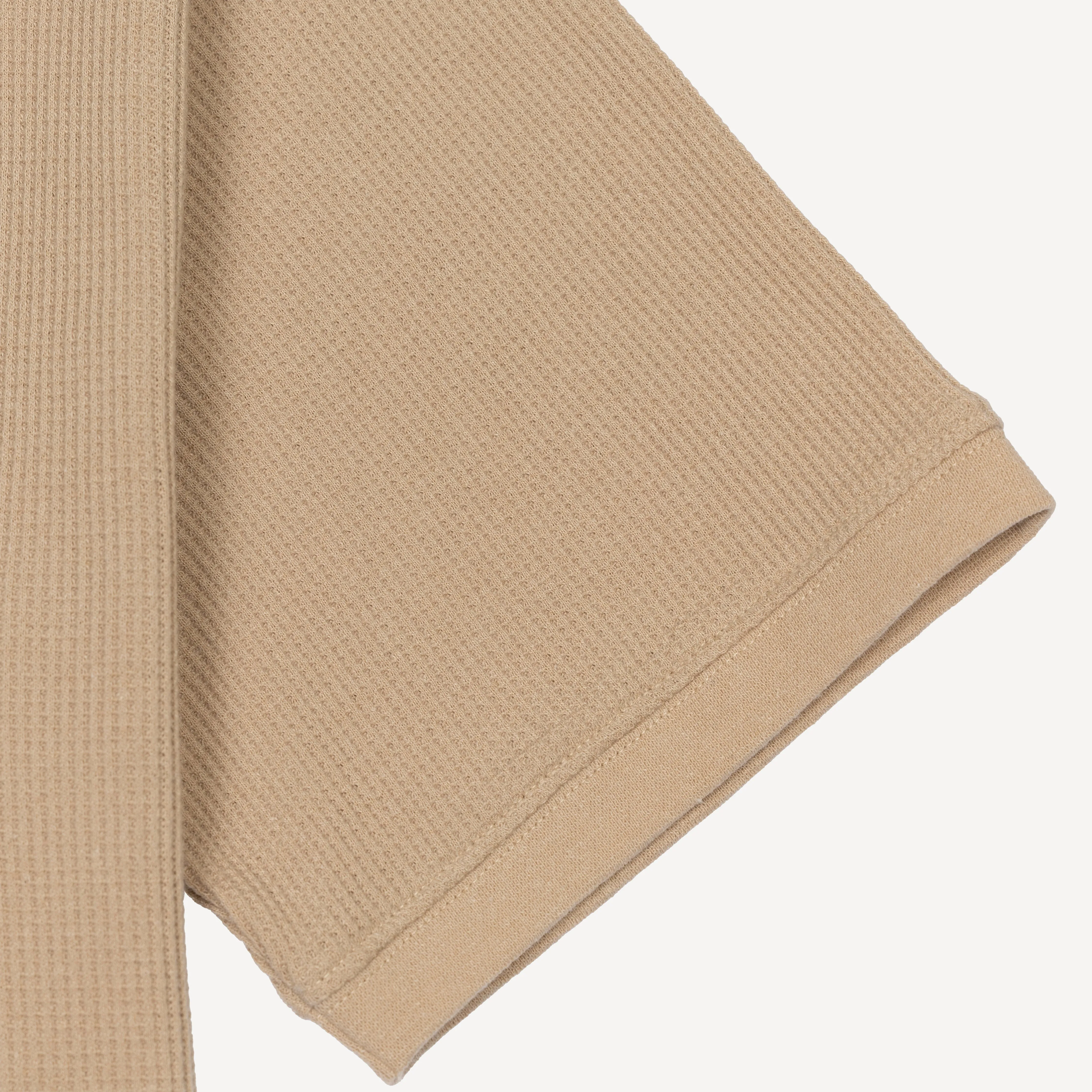 Thermal Waffle Knit Tee & Shorts Set - Sand