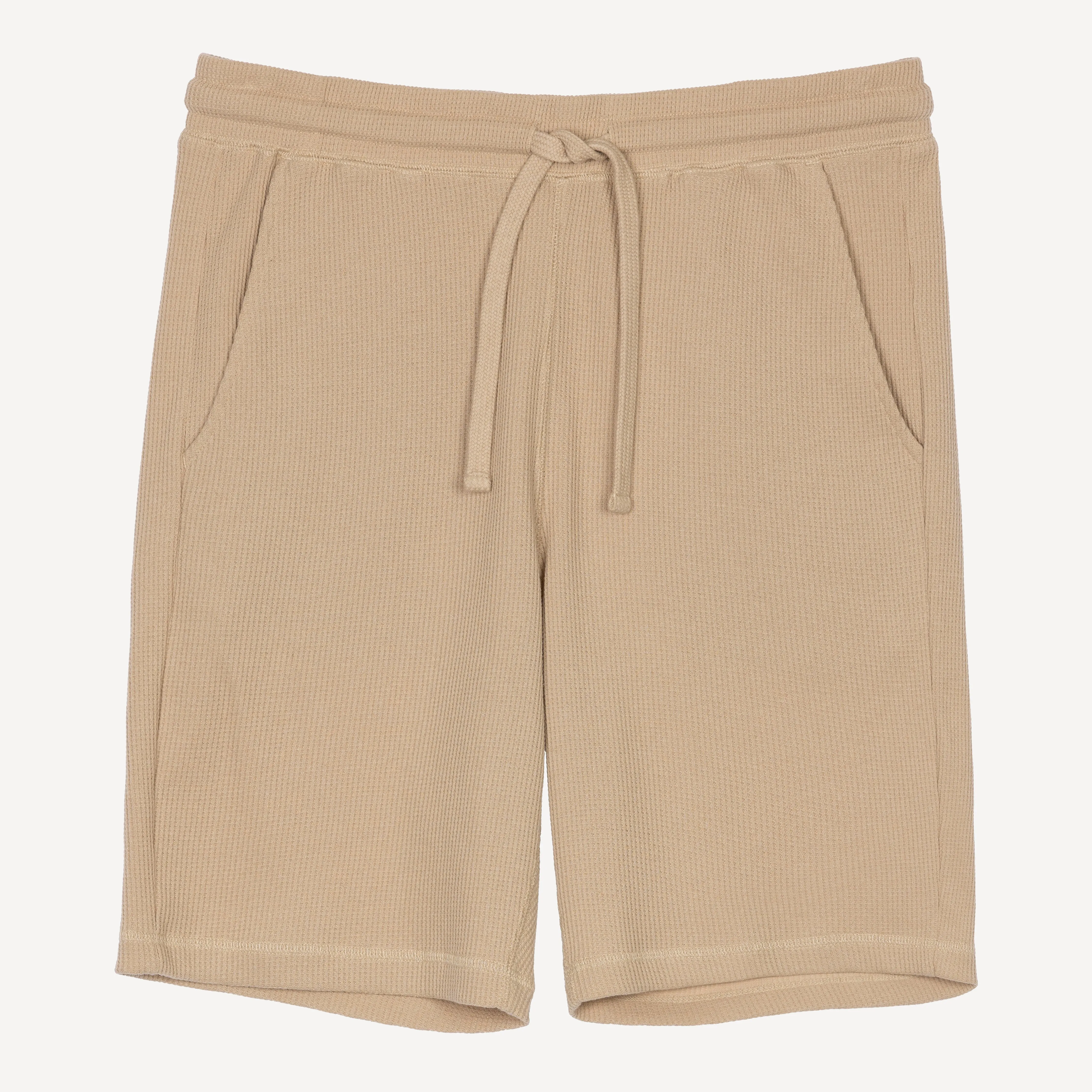 Thermal Waffle Knit Tee & Shorts Set - Sand