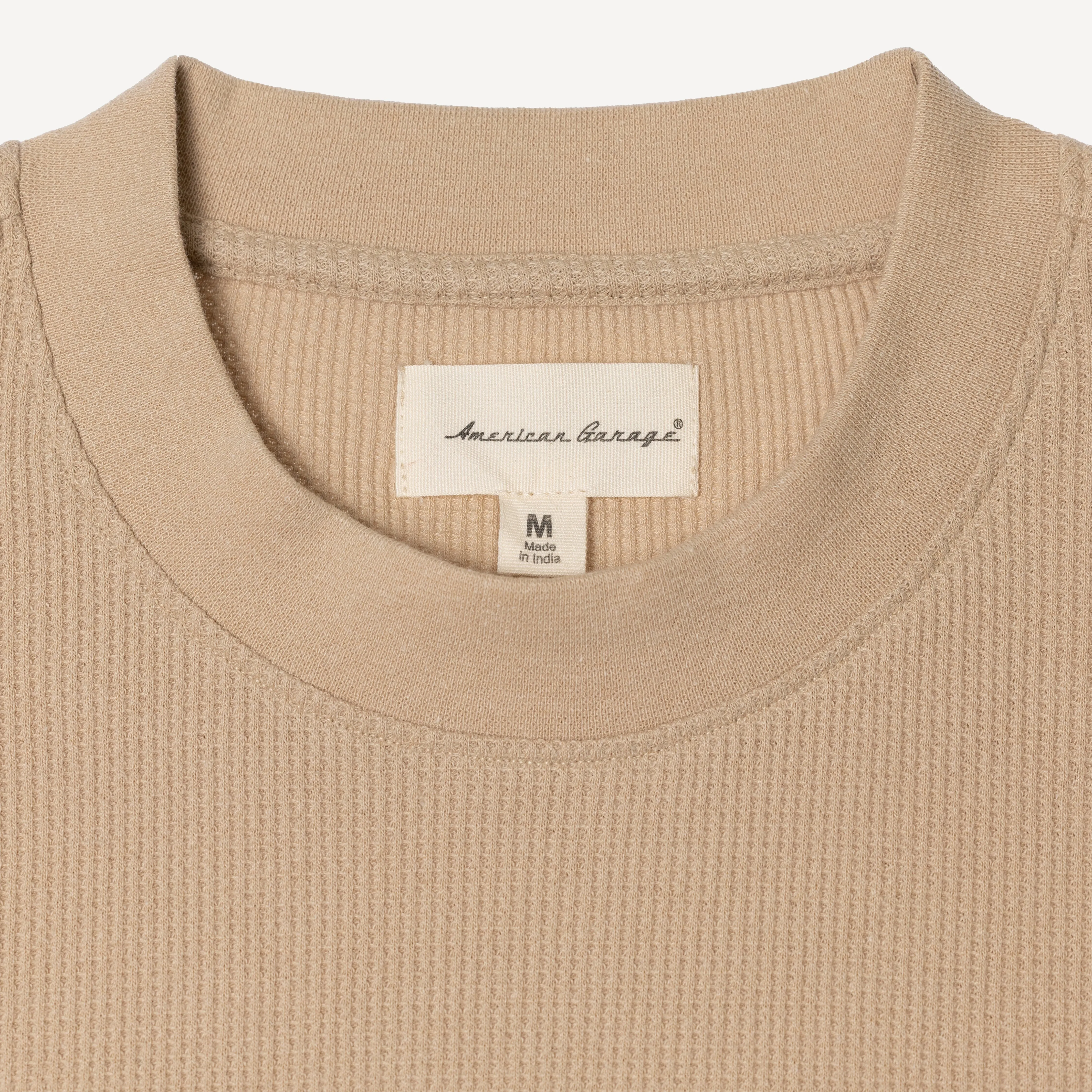 Thermal Waffle Knit Tee & Shorts Set - Sand