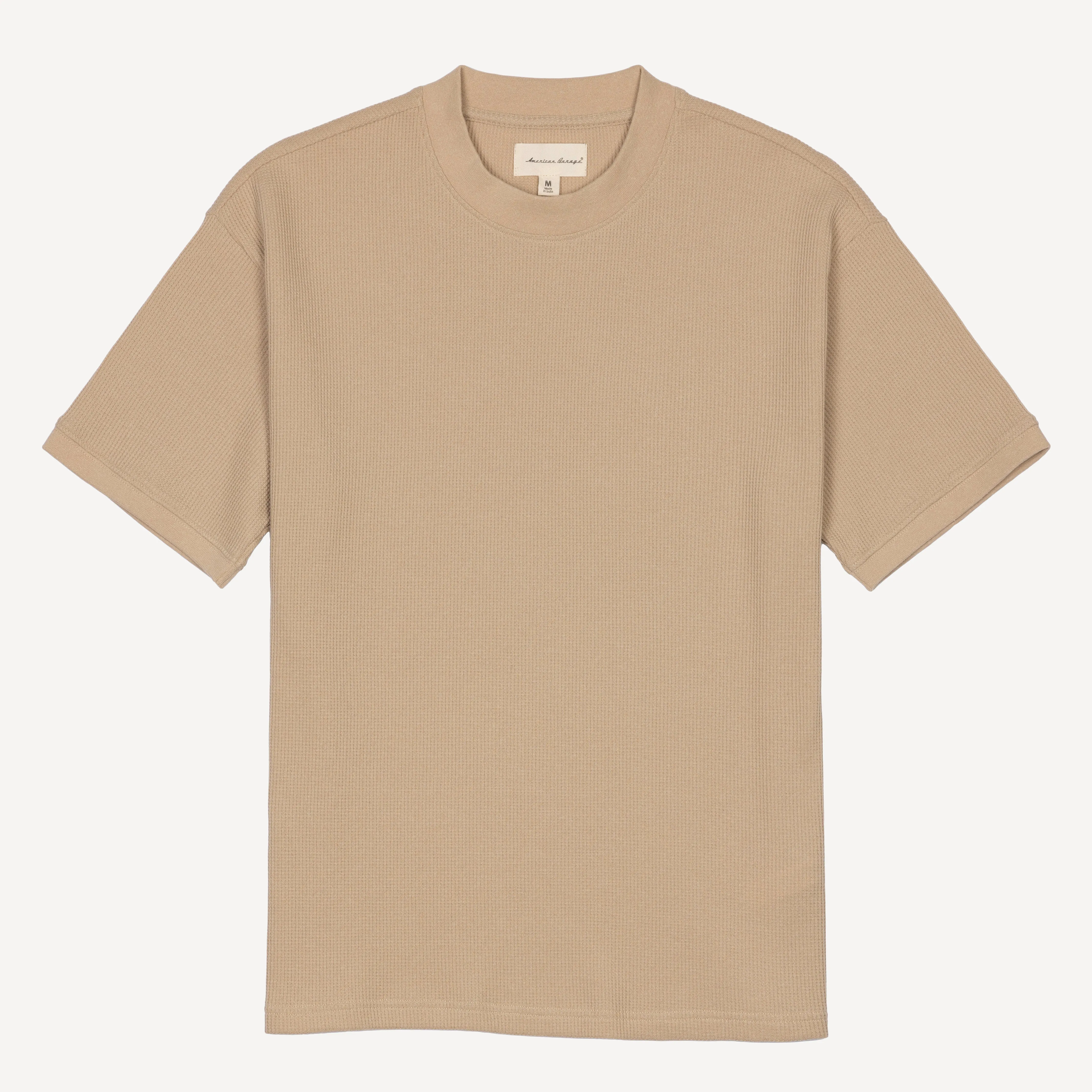 Thermal Waffle Knit Tee & Shorts Set - Sand