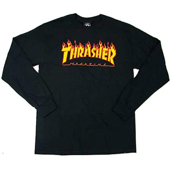 Thrasher - Flame Logo L/S Tee Black