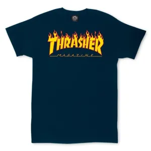Thrasher - Flame Logo Tee Navy