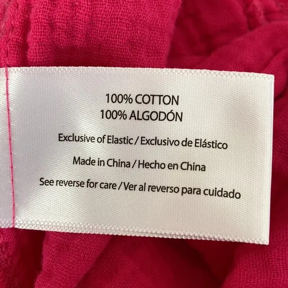 Three Dots Fuchsia Double Gauze Smocked Elastic Waist 100% Cotton Shorts Size XL