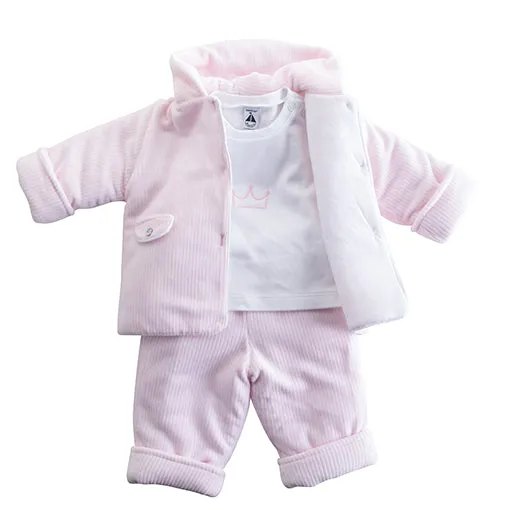 Three Piece Quilted Velour Set