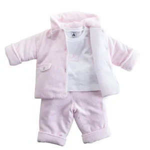 Three Piece Quilted Velour Set