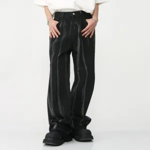 Tie-dye striped loose-fit straight-leg jeans