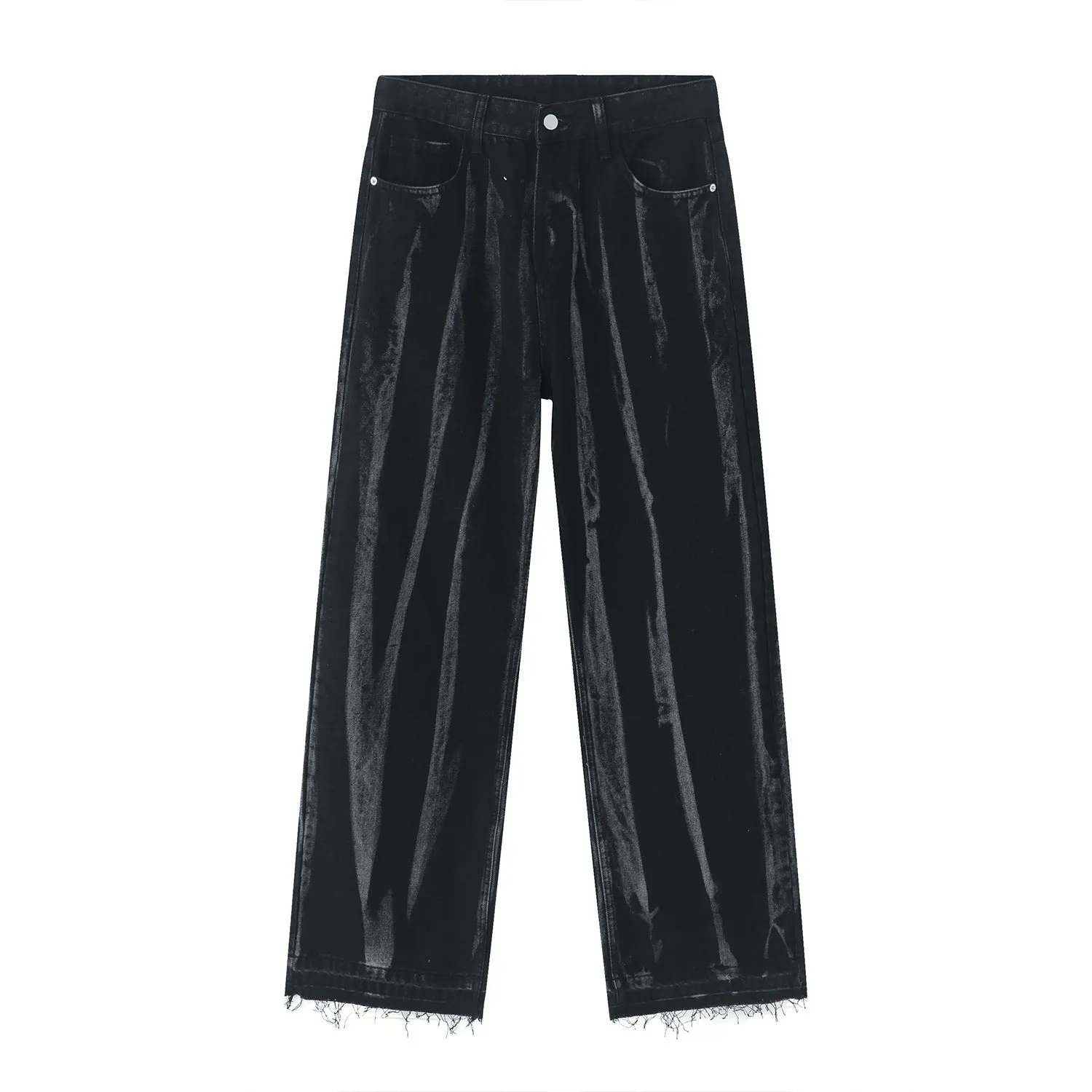Tie-dye striped loose-fit straight-leg jeans