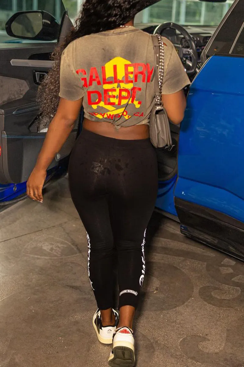 TL648 Street Style Graphic Crop Top