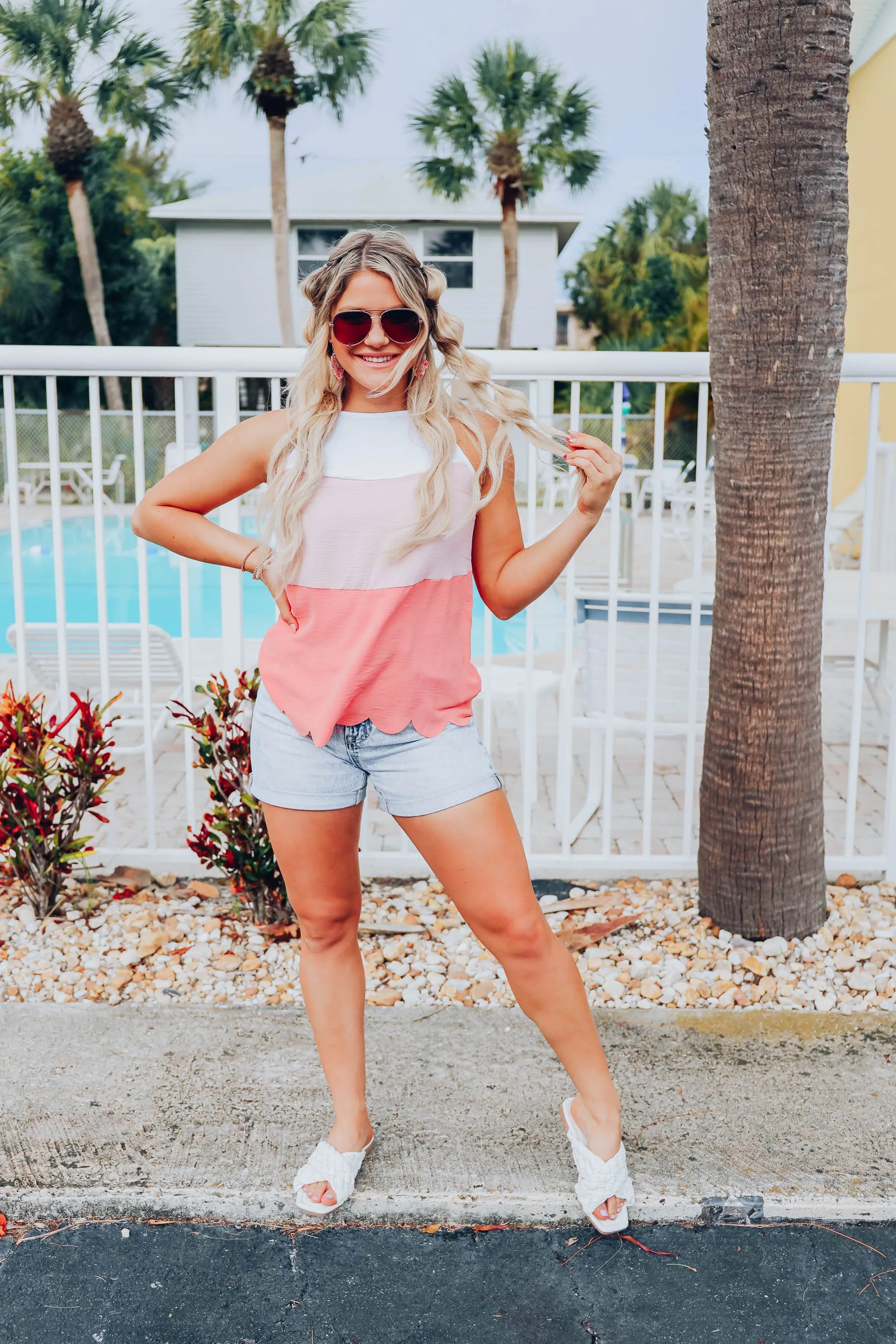 Tranquil Scalloped Halter Top - Coral