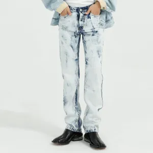 Trendy tie-dye loose-fit vintage straight-leg jeans