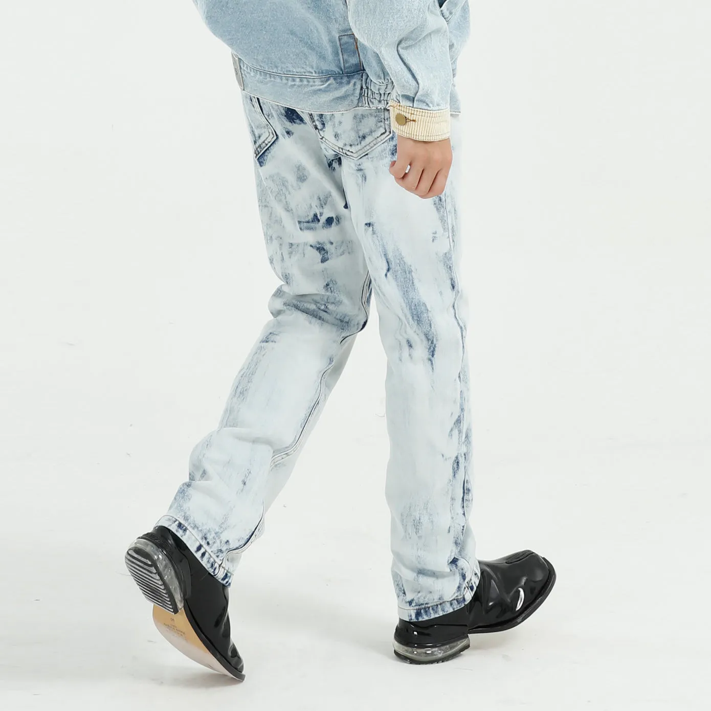 Trendy tie-dye loose-fit vintage straight-leg jeans