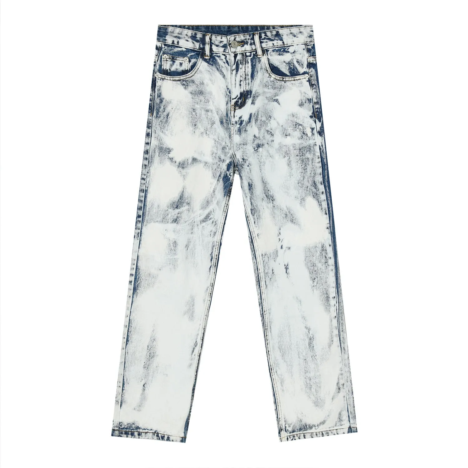 Trendy tie-dye loose-fit vintage straight-leg jeans