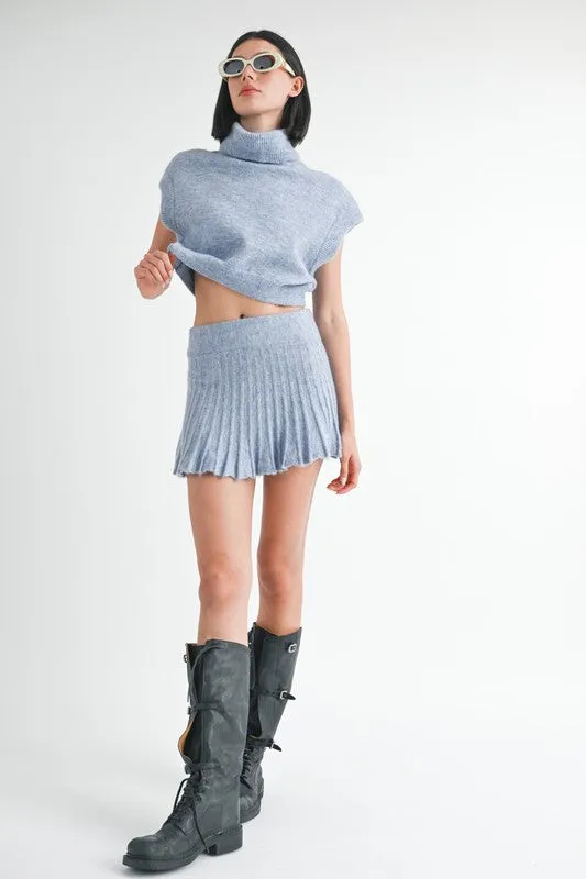 Turtle Neck Cap Sleeve Top