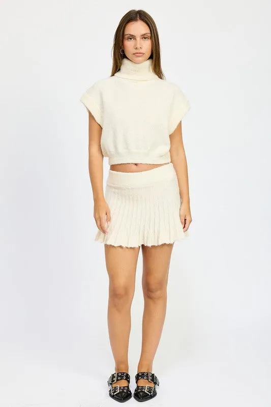 Turtle Neck Cap Sleeve Top