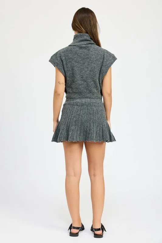 Turtle Neck Cap Sleeve Top