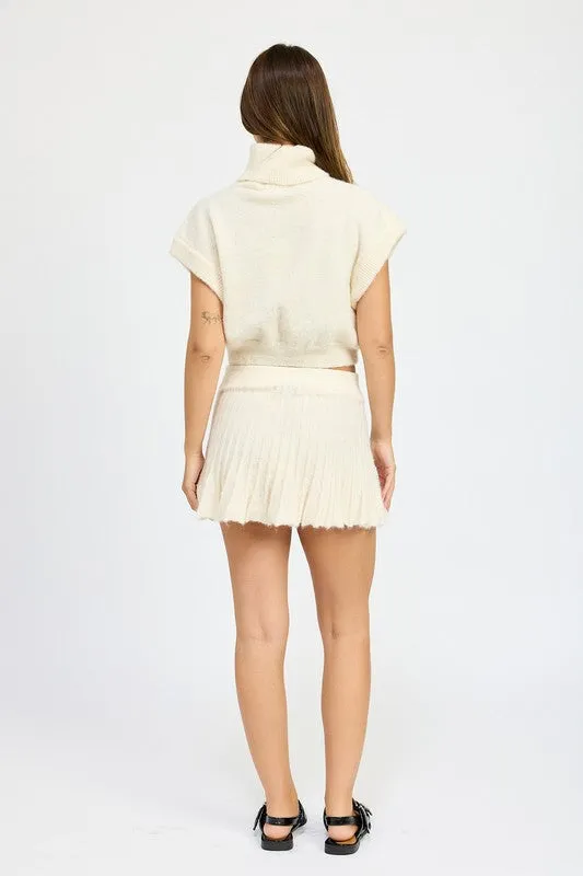 Turtle Neck Cap Sleeve Top