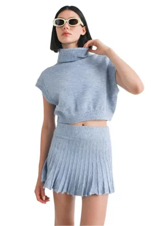 Turtle Neck Cap Sleeve Top