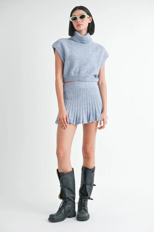 Turtle Neck Cap Sleeve Top