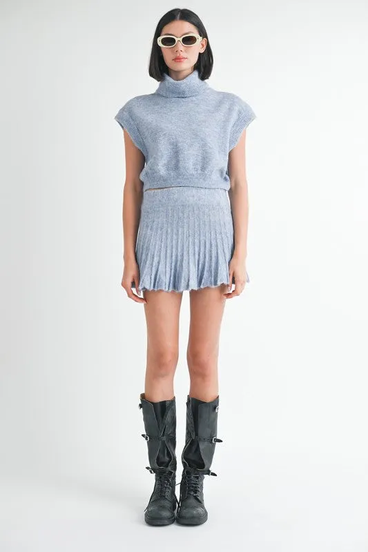 Turtle Neck Cap Sleeve Top