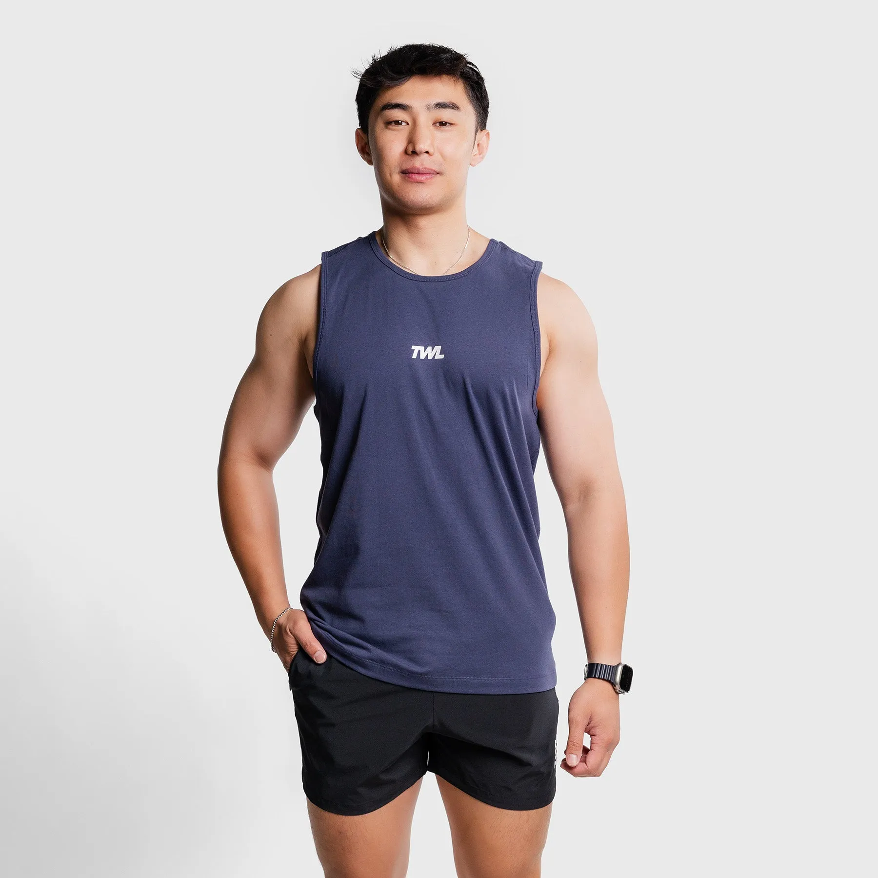 TWL - MEN'S EVERYDAY TANK - MIDNIGHT NAVY/WHITE