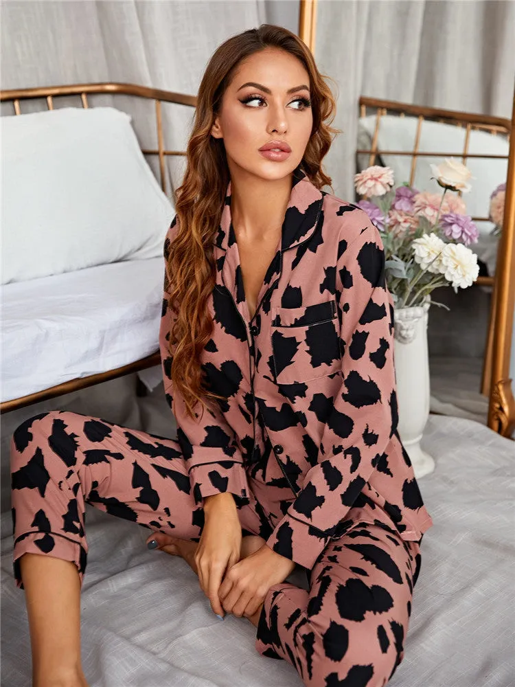 Two Piece Animal Print Long Sleeve Pajama Set