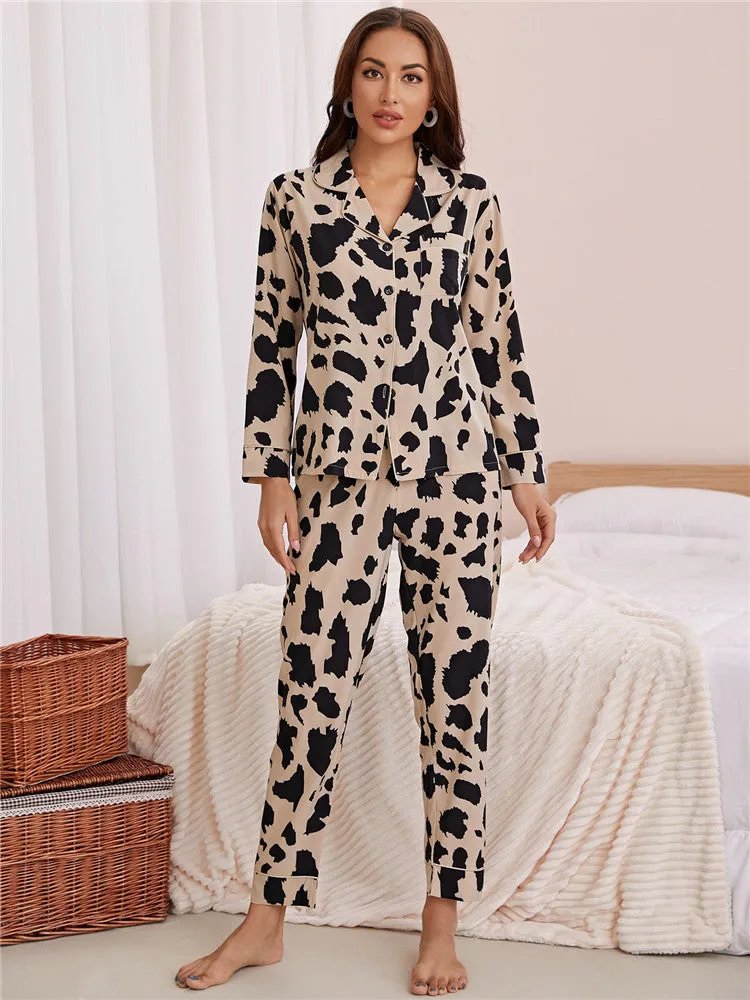 Two Piece Animal Print Long Sleeve Pajama Set