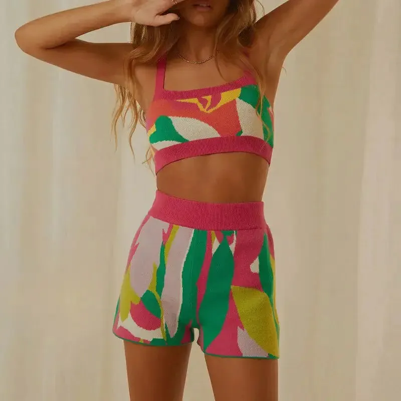 Two Piece Sets Women Knit Short