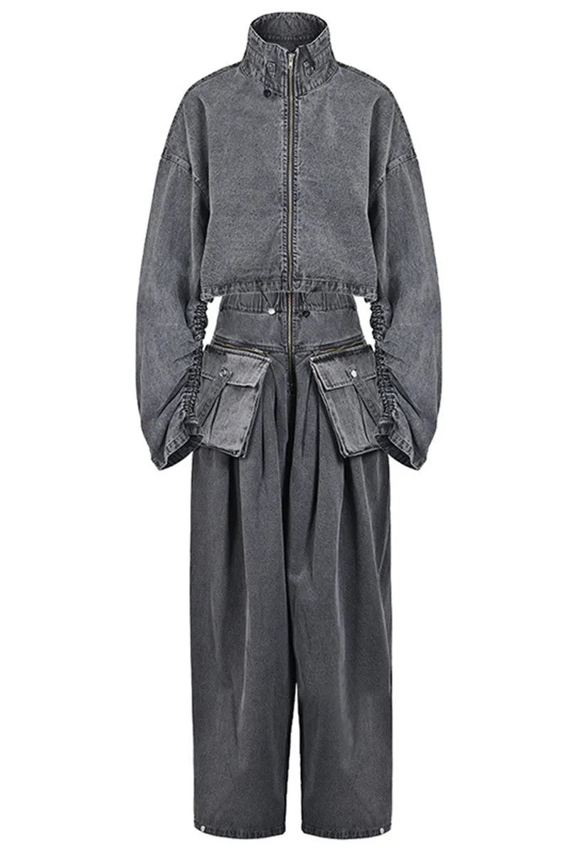 UI0194 Premium Denim Jacket Pants Set